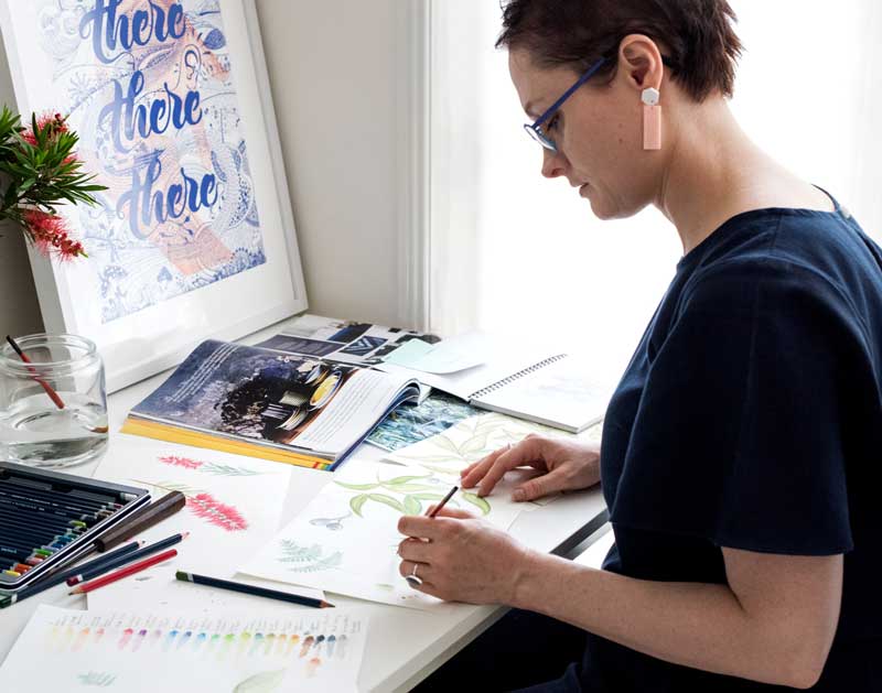 Jen at home in her creative studio