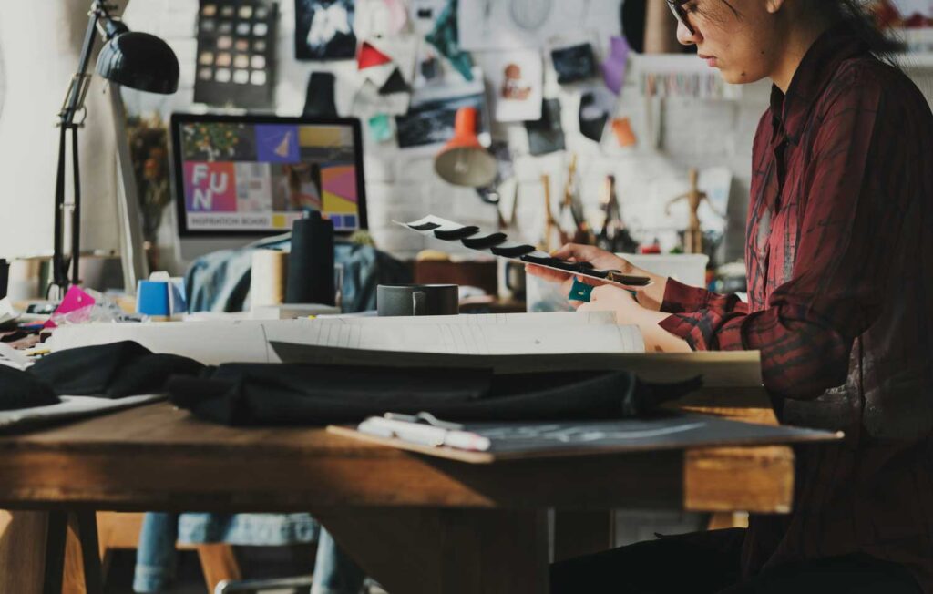 woman in her creative business studio