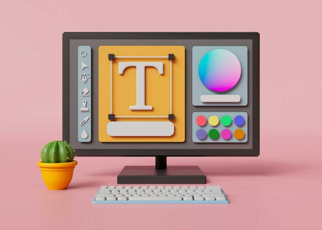 typography for beginners of type in 3D illustration on a mac screen